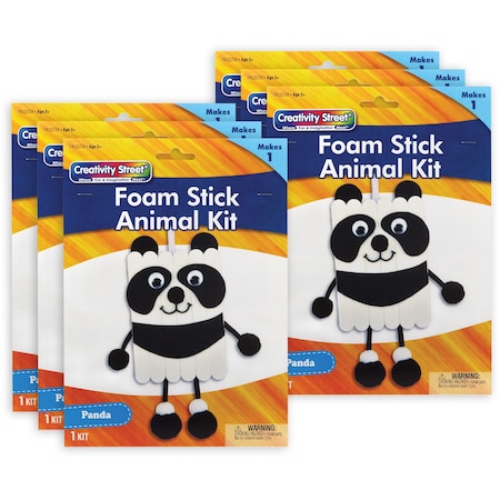 Creativity Street Foam Stick Animal Kit, Panda, 7'' x 11.25'' x 1'', 6PK PAC5708